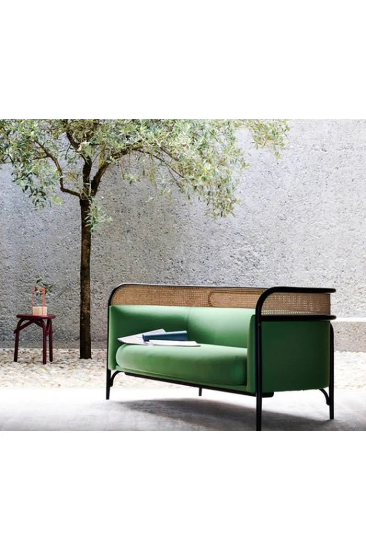 3.5 Seater Cane Sofa Green