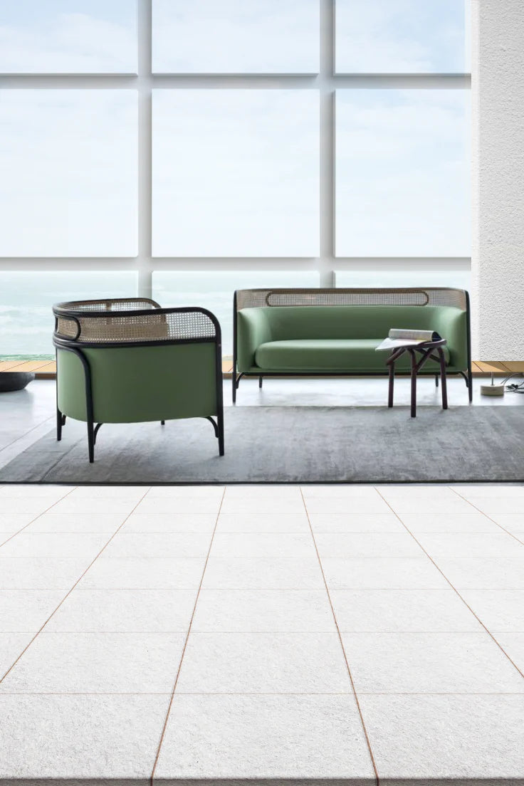 3.5 Seater Cane Sofa Green