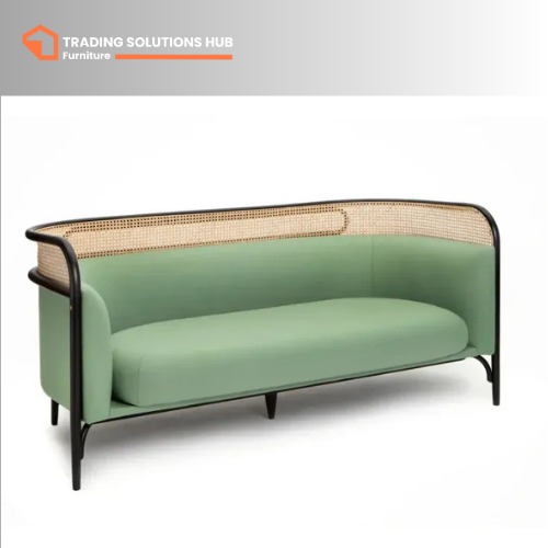 3.5 Seater Cane Sofa Green